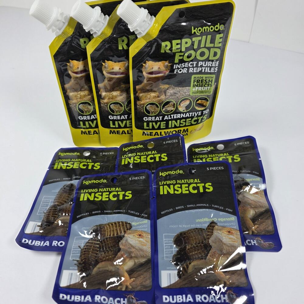 Komodo Reptile Food & Dubia Roach Bundle Insect Puree 5x Roach Packs